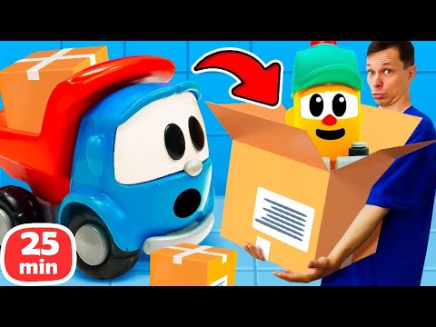 Видео: Грузовичок Лева доставляет посылки и отправляет игрушки в путешествие! Мультики для детей
