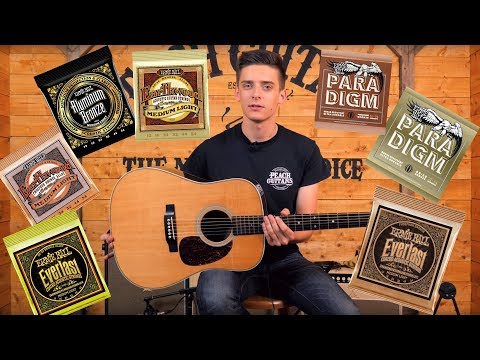 Видео: 7 наборов струн, 1 для акустической гитары — сравнение струн Ernie Ball