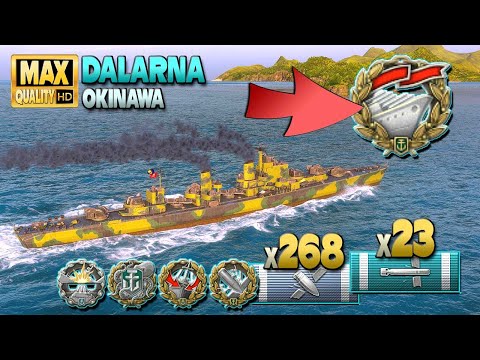 Видео: Эсминец Даларна: Одиночный воин на карте Окинава - World of Warships