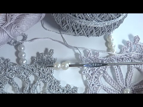 Видео: Милые Ажуры на Елку или для Декора/Вяжем крючком Нежные Снежинки из любой пряжи с бусинами и без