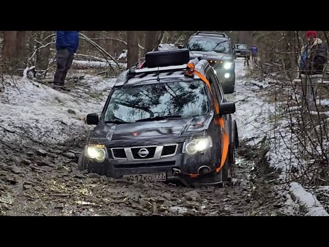 Видео: X-Trail на бездорожье. Выезд с клубом 4х4 Сазонова. Маршрут от г. Покров до места падения Гагарина.