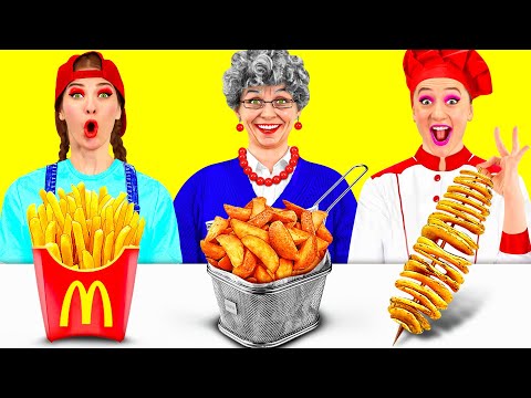 Видео: Кулинарный Челлендж: Я против Бабушки | Фантастические Кухонные Рецепты от PaRaRa Challenge