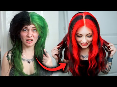 Видео: Пробуем мелирование в стиле SKUNK! | Урок по мелированию в стиле Red & Black Chunky