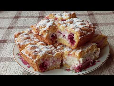 Видео: Cottage cheese pie with cherries.  Творожный пирог с вишней.