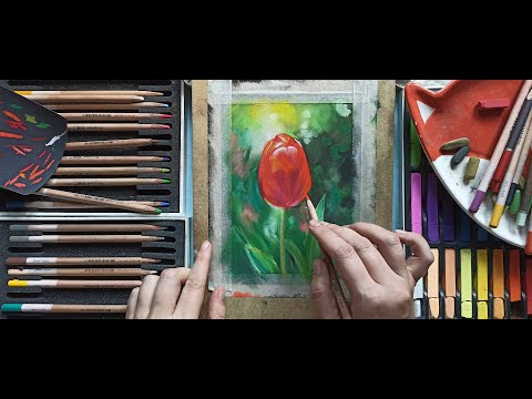 Видео: Как рисовать тюльпан пастелью? Подробный мастер класс для начинающих.