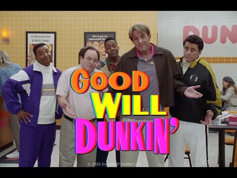 Видео: Рекламный ролик Dunkin' для Суперкубка 2026 года: «Good Will Dunkin» с Дженнифер Энистон, Джейсон...