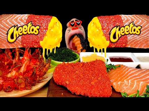 Видео: [ASMR MUKBANG] Горячий жареный Читос Лосось и Цветущий Лук.