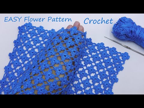 Видео: SUPER EASY Beautiful Flower Pattern Crochet 🌺 СУПЕР легкий ЦВЕТОЧНЫЙ УЗОР для вязания крючком
