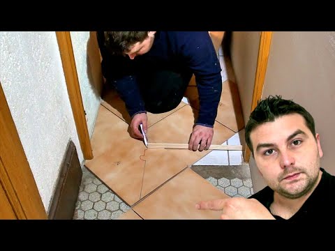 Видео: Как нарисовать и вырезать дверную раму на плитке (диагональная прокладка)