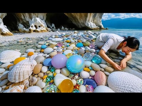 Видео: Морской агат, кристалл: гигантская морская жемчужница с растущим внутри аметистовым орехом.