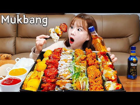 Видео: Sub)Real Mukbang-Король курицы без костей🍗 5 видов приправ🖐🏻 Картофель фри🍟 Пиво🍺 АСМР КОРЕЙСКАЯ ЕДА