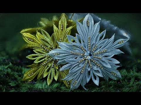 Видео: СНЕЖИНКА "Крылья Ангела" , мастер класс из лент, КАНЗАШИ / DIY Ribbon Flower Kanzashi