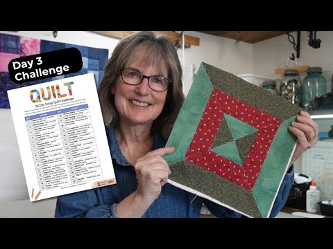 Видео: Кусковое одеяло QAYG Quilt Block Challenge | День 3 – Противоположности с красным и зелёным