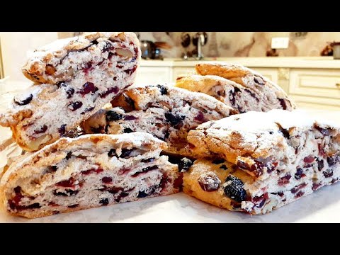 Видео: Пирог на Рождество с клюквой и голубикой. Рецепт немецкого Штоллена!