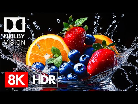 Видео: Красочные фрукты 8K 120 кадров в секунду HDR Dolby Vision | (Видео 8K УЛЬТРА HD)