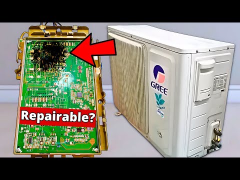 Видео: Монтажная плата кондиционера сильно повреждена после скачка напряжения в электросети