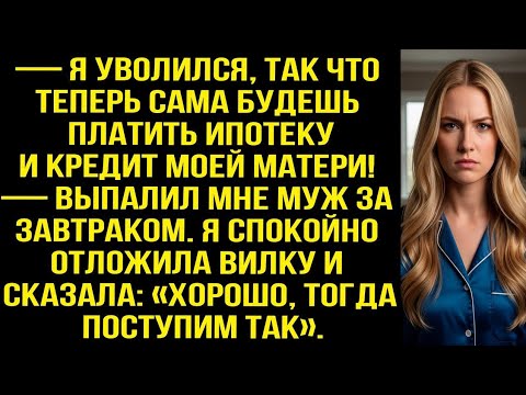 Видео: — Я УВОЛИЛСЯ, ТАК ЧТО ТЕПЕРЬ САМА БУДЕШЬ ПЛАТИТЬ ИПОТЕКУ И КРЕДИТ МОЕЙ МАТЕРИ! - ВЫПАЛИЛ МНЕ МУЖ...