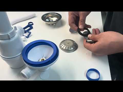 Видео: Установка бутылочного сифона с отводом для подключения слива от стиральной машины А-4011 на мойку.