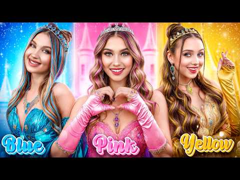 Видео: Розовая vs Желтая vs Голубая vs Зеленая Девушка! Кто Будет Цветной Королевой?