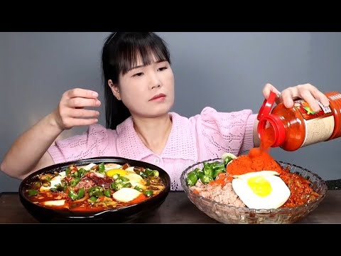 Видео: Пиканный бибимбап, джигае мукбанг