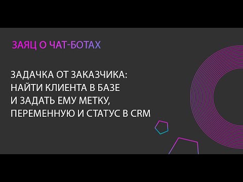 Видео: Задачка от заказчика по Salebot. Найти клиента в базе, задать ему метку, переменную и статус в CRM