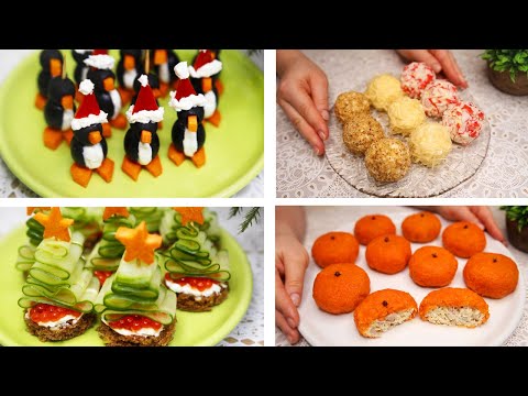 Видео: 8 простых рецептов праздничных закусок! Вкусные закуски за 5 минут! Рождественские закуски
