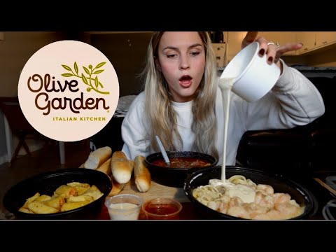 Видео: Olive Garden Mukbang!! Феттучини Альфредо😋