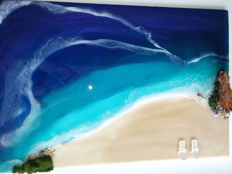 Видео: ФАНТАСТИЧЕСКИЙ ПЛЯЖ из эпоксидной смолы RESIN ART painting