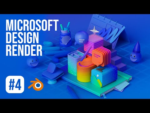 Видео: Красочный рендер Microsoft Whiteboard в Blender #4 - Свет, текстуры, рендер!