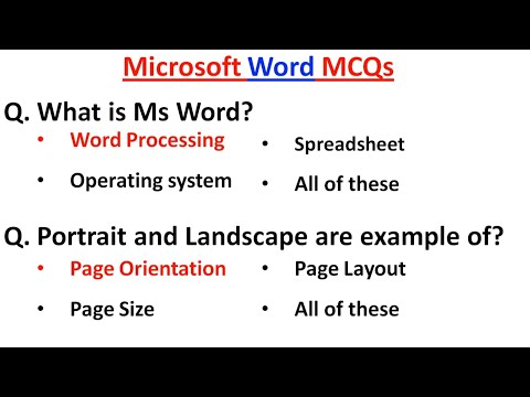 Видео: 50 лучших вопросов MCQ по MS Word | Microsoft Office | Вопросы и ответы по MS Word MCQ | MS Offic...