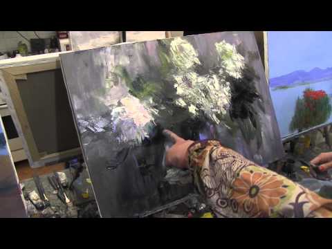 Видео: букет цветов, цветы маслом, живопись для начинающих, уроки рисования, Сахаров