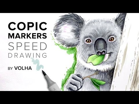 Видео: Copic markers speed drawing #28 / Рисую маркерами Copic коалу