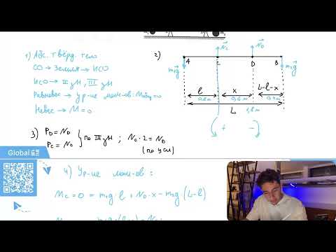 Видео: Два небольших массивных шара массами m1и m2 закреплены на концах невесомого стержня AB, лежащего - №