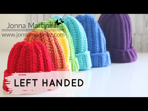 Видео: ДЛЯ ЛЕВШЕЙ | Простейшая шерстяная шапка крючком | Простая резинка | Подходит для начинающих | Уни...