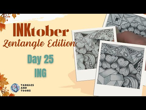 Видео: День 25 Inktober | Урок по узору ING Tangle | Простая техника зентангл