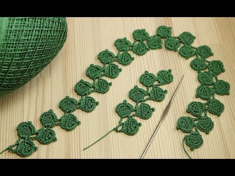 Видео: Ленточное кружево - веточка листиков - вязание крючком Crochet Simple Lace