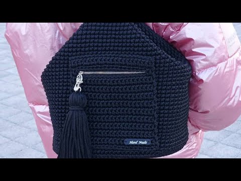 Видео: Мини мастер класс вязаный рюкзак из полиэфирного шнура.