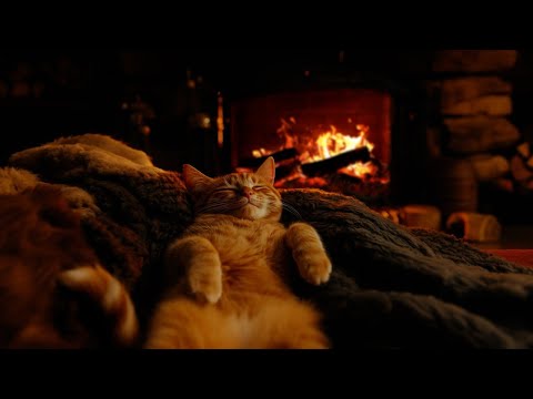 Видео: Уютный мурлыкающий кот АСМР | Спокойный вечерний камин и нежное мурлыканье