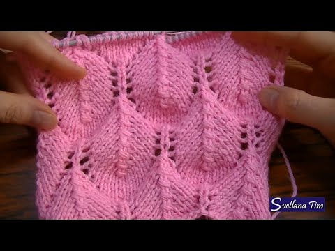 Видео: Очень красивый Ажурный УЗОР ЛИСТЬЯ. Вязание СПИЦАМИ мастер класс № 21.