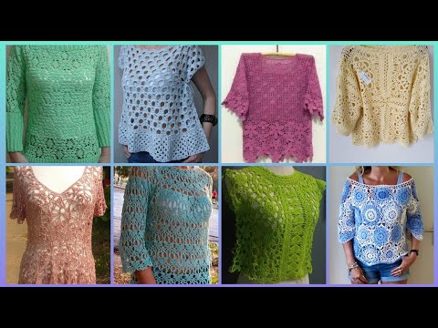Видео: Трендовые уникальные модели блузок, связанных крючком / Стильные и удивительные идеи блузок, связ...
