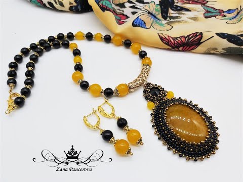 Видео: Кулон из желтого агата. #Yellow pendant
