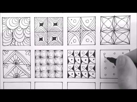 Видео: 24 Узора Для Дудлинга, Узоры Зентангла, Мандала, Урок Рисования