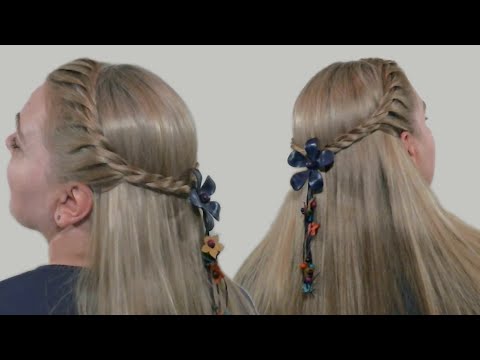 Видео: Прическа с Элементами Плетения для Распущенных Волос или как Красиво Убрать Челку (Видео Урок)