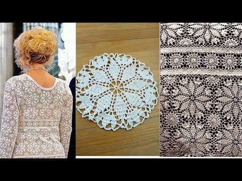 Видео: Удивительный мотив крючком для платья