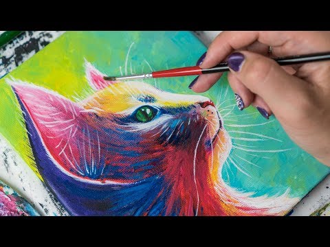 Видео: Цветной Кот - Рисование акрилом / Homemade Illustration (4k)