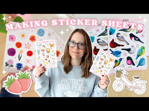Видео: Как я делаю листы с наклейками 🌷 иллюстрации, создание и наклейки с поцелуем | procreate + cricut