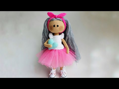 Видео: Интерьерная кукла крючком. Часть 3/3. Кукла Лина