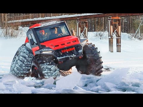 Видео: Невероятный вездеход переломка Tinger TF4 обзор и тест драйв люксового вездехода на бездорожье