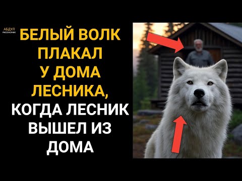 Видео: Белый волк плакал у порога лесника, когда лесник вышел из дома.