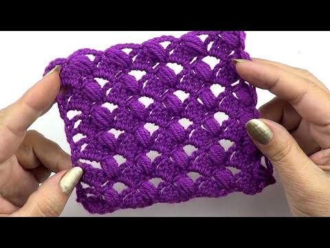 Видео: Необычный ажурный узор с пышными столбиками   Unusual openwork pattern with lush columns
